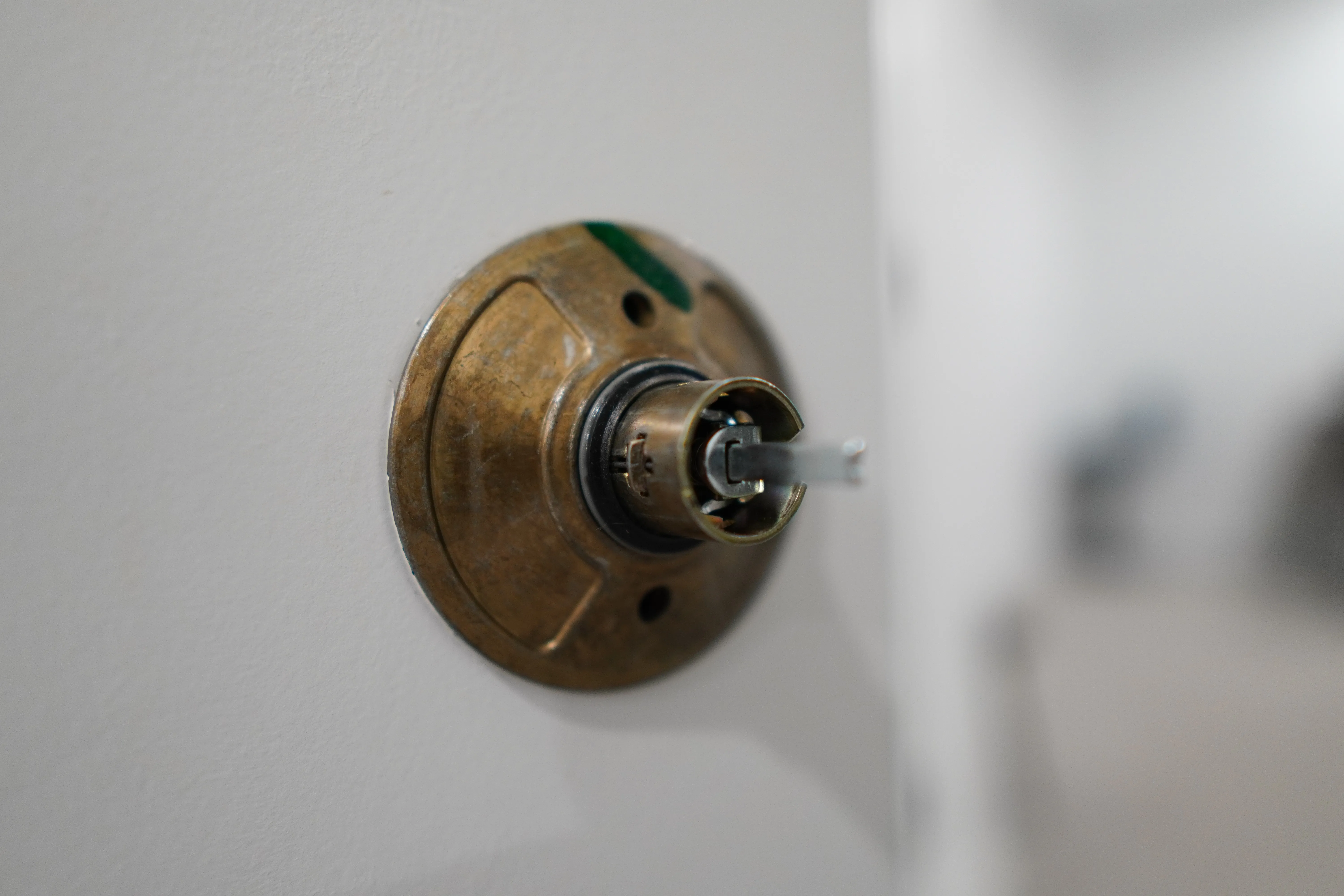 Schlage Bowery base screwed to the door